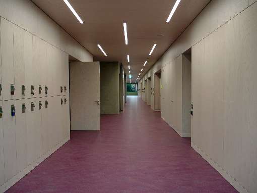 Bilder 1-4: Das edle Furnier entfaltet � kombiniert mit farbigen Akzenten � eine helle und freundliche Anmutung: Hier l�sst es sich gut lernen. Fotos: Roser AG